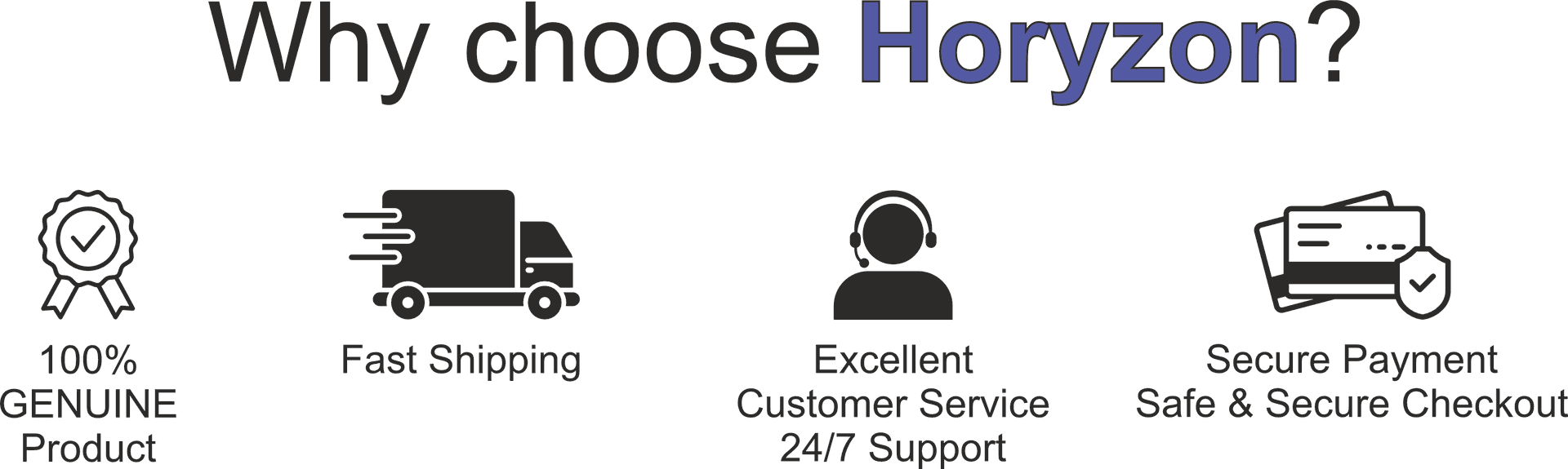 Why choose Horyzon kids clothing brand benefits including genuine products fast shipping customer support and secure payment"