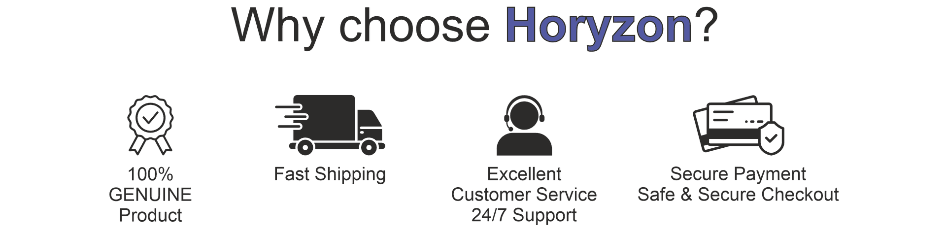 Why choose Horyzon kids clothing brand benefits including genuine products fast shipping customer support and secure payment"